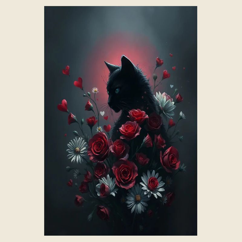 Cat with flowers