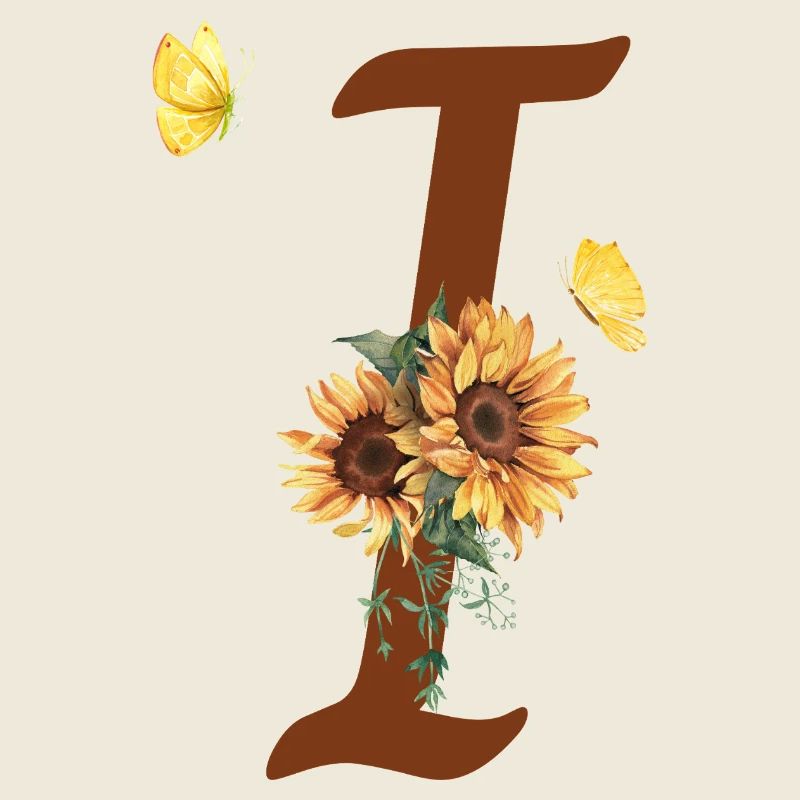 Buchstabe i Sonnenblume Schmetterling