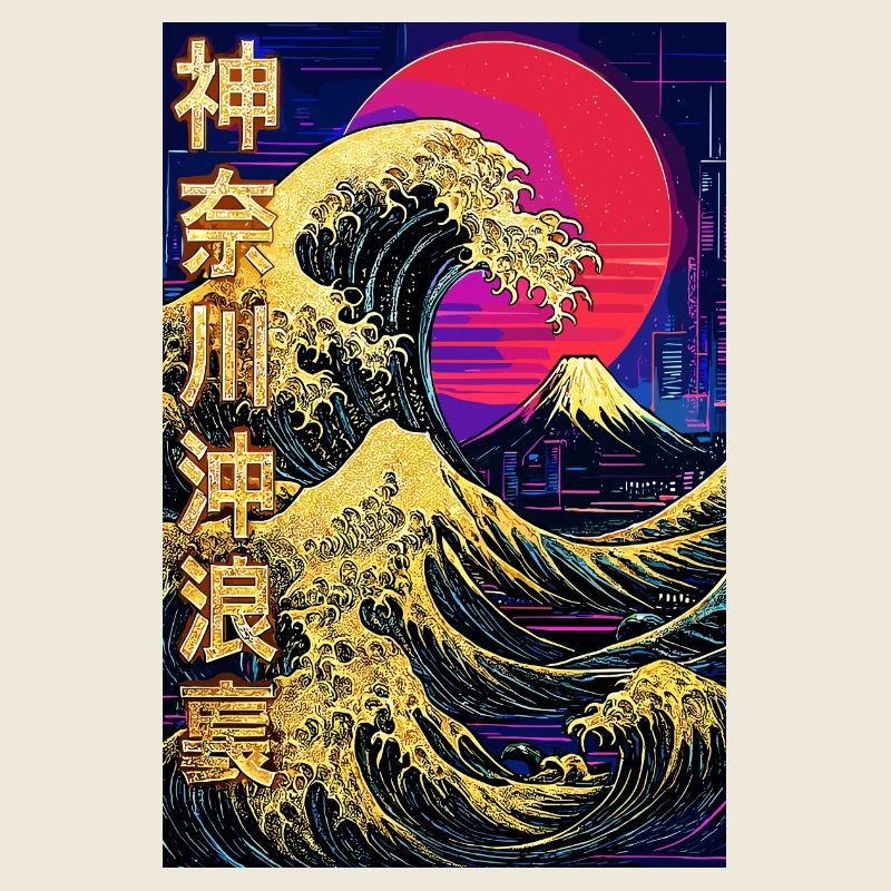 Big wave off Kanagawa Neon - Vaporwave