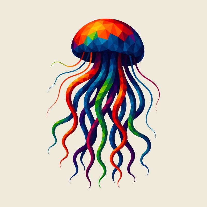WPAP Style Polygon Animals - Jellyfish