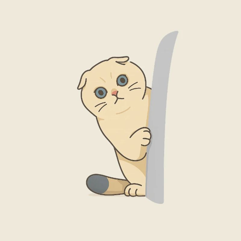 chat mignon attendant devant la porte