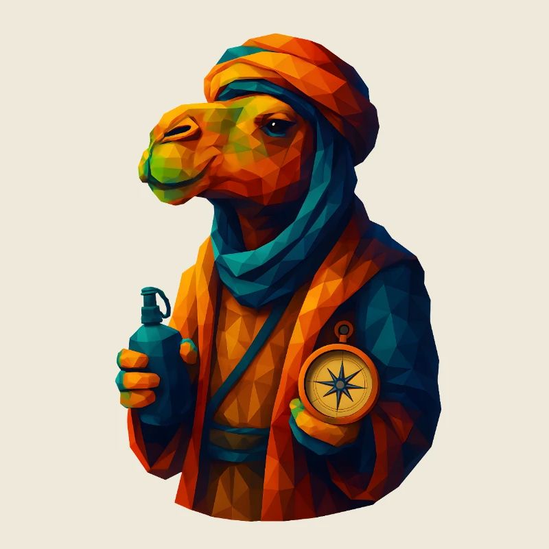 WPAP Stil Tiere - Kamel Karawanenführer