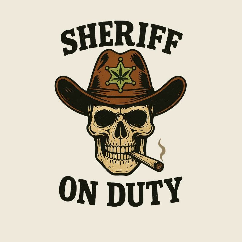 Sheriff Totenschädel mit Zigarre und Abzeichen
