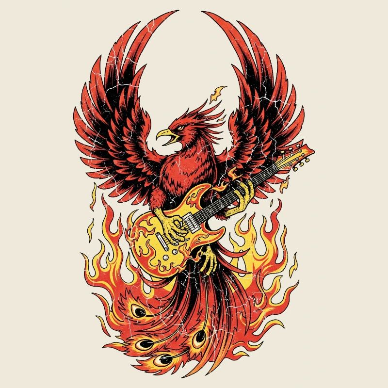 Fiery Eagle Guitar Rock Design