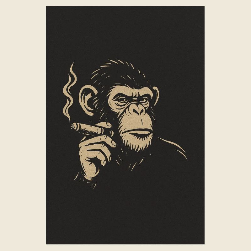 Singe avec des cigares Impression d’art