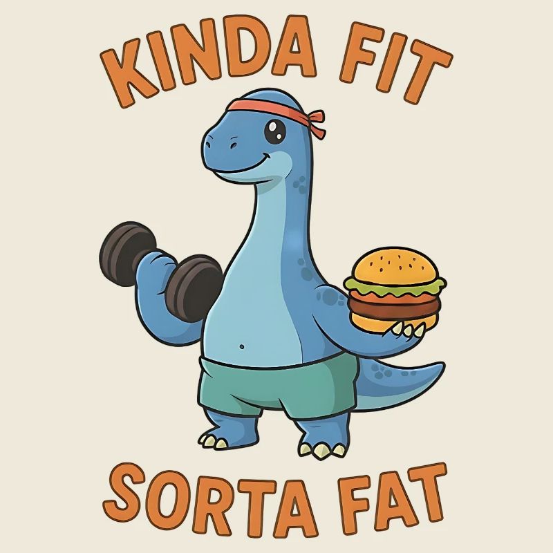 Kinda Fit Sorta Fat Funny Gym Cute Hippo Retro