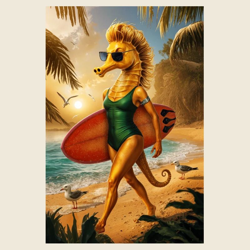 Surfer Humanoides Seepferdchen