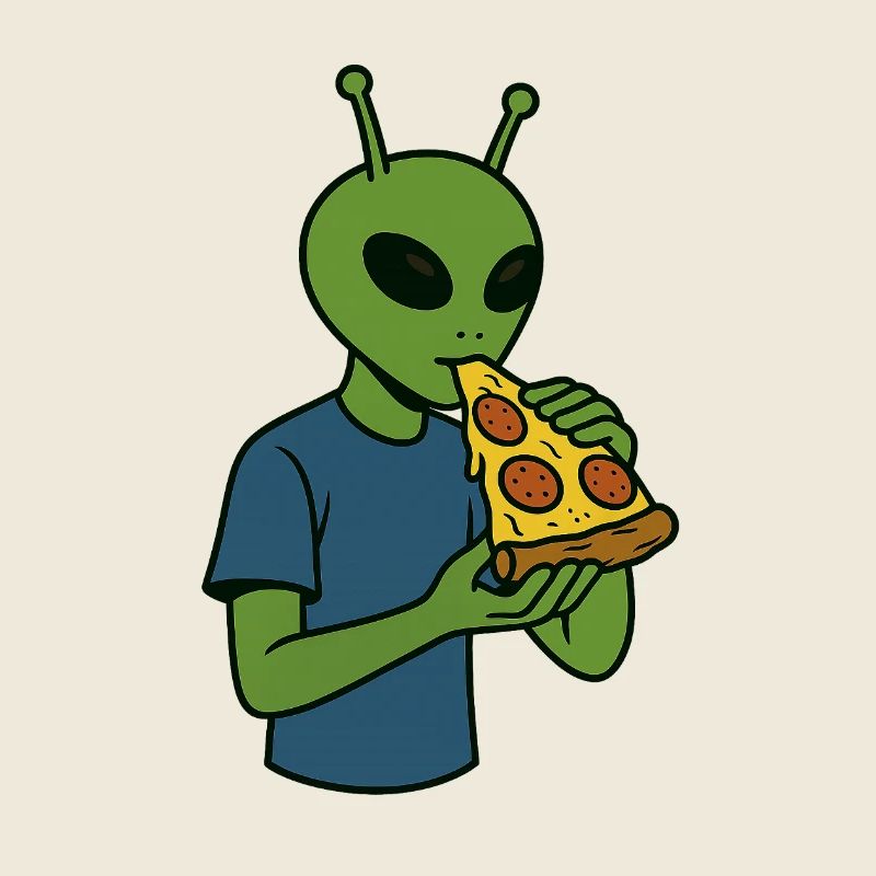 Alien avec design de collation de pizza