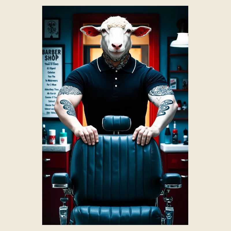 Humanoider Schaf Barbier