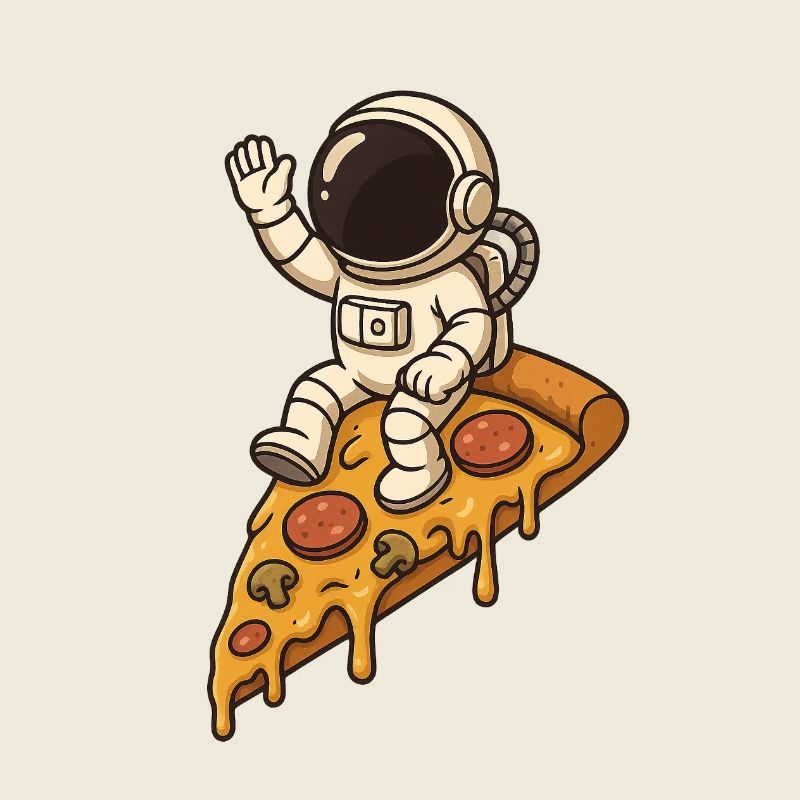 Astronaute de l’espace sur une tranche de pizza