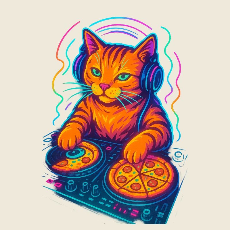 Neon DJ Katze Design