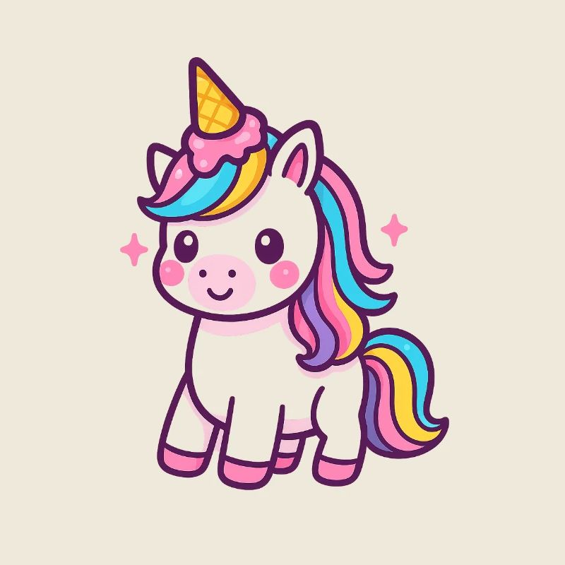 Buntes Einhorn mit Regenbogenmähne