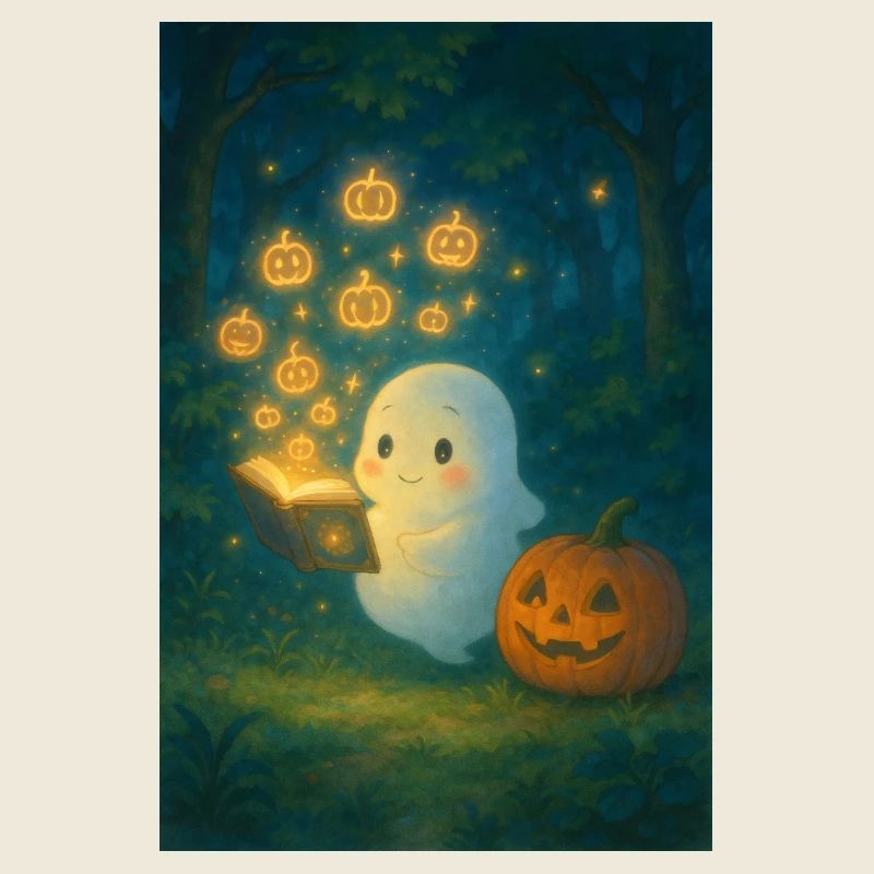 Fantôme d’Halloween avec citrouille
