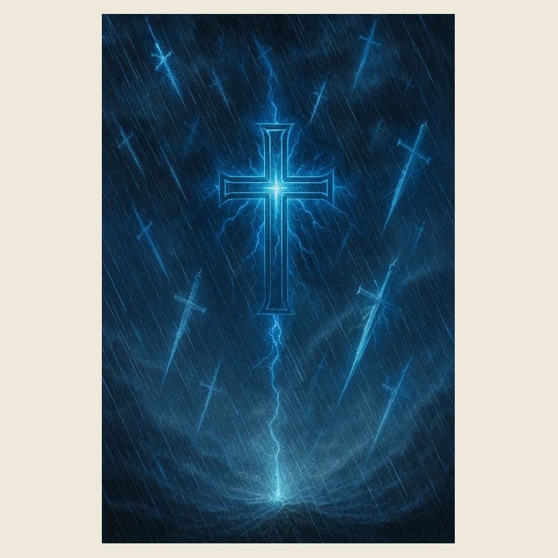 Lightning cross in the storm