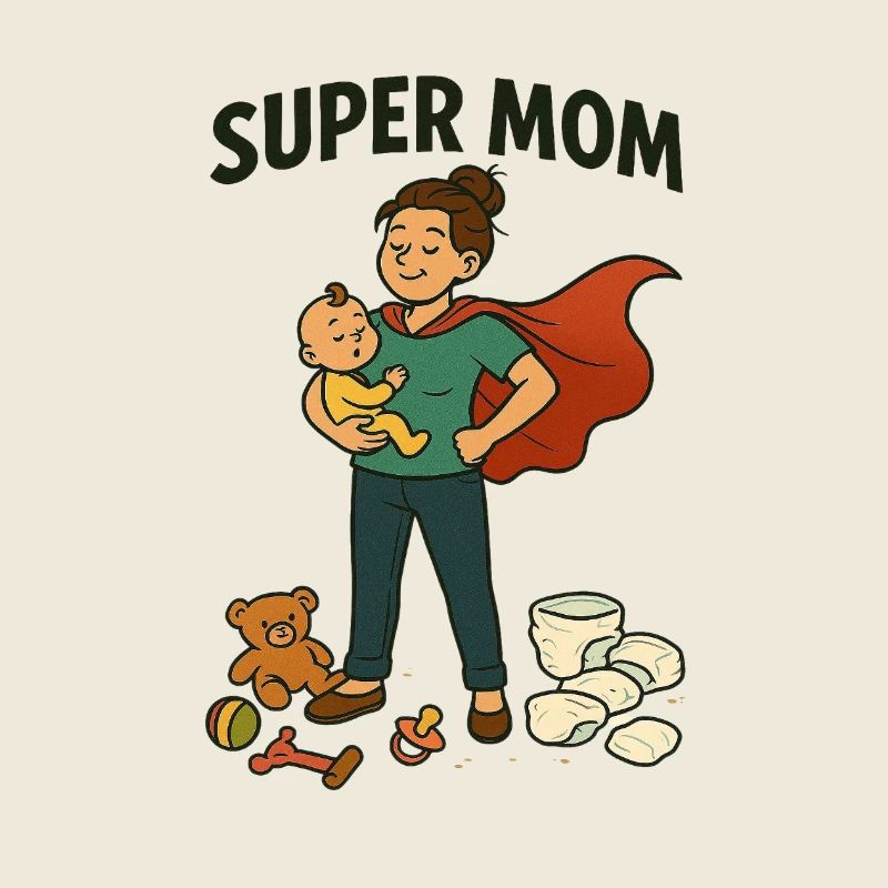 Super Mama Held mit Kind Cape