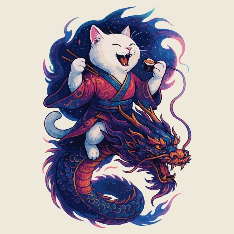Sushi Britisch Kurzhaar Katze Drache Kimono