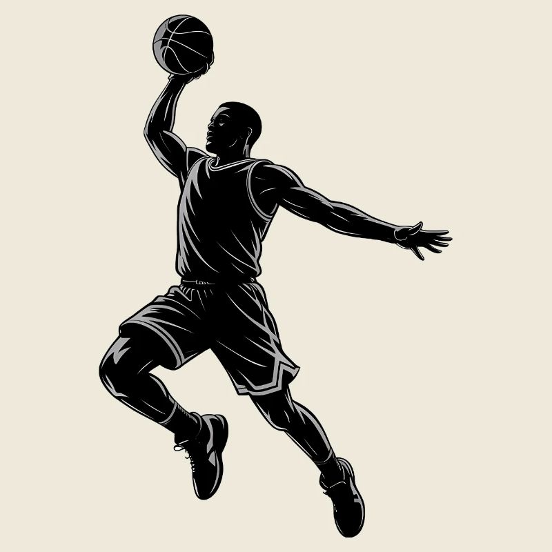 Basketball Dunk - Cool Silhouette Logo