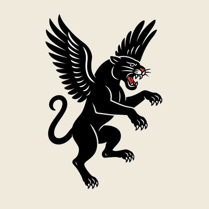 Black winged panther in flight