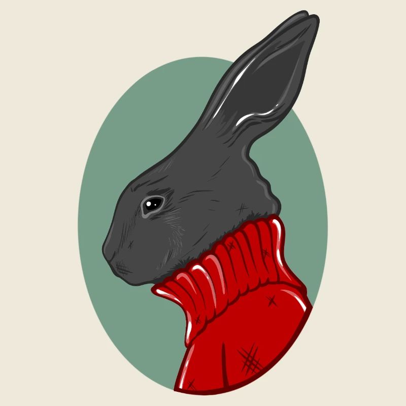 Hase mit rotem Pullover