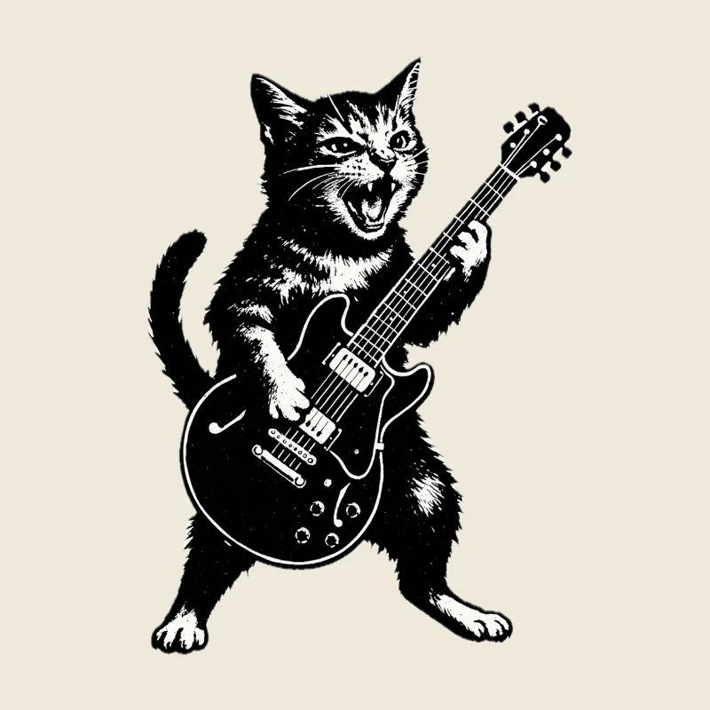 Illustration punk du guitariste Cats