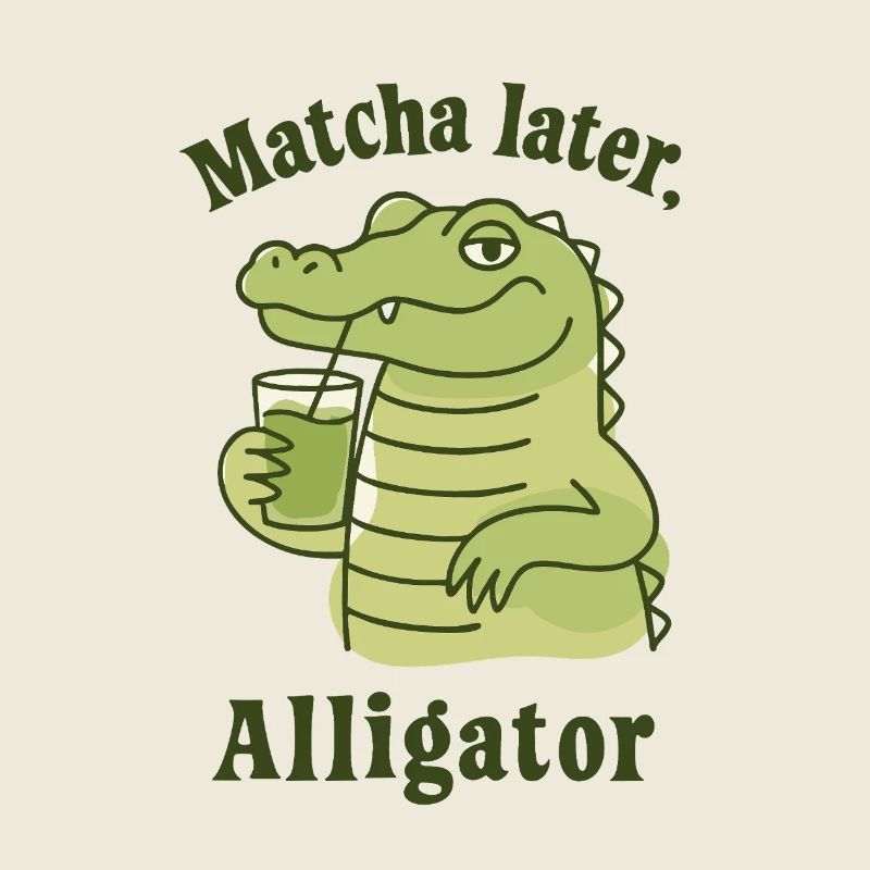 Matcha plus tard, alligator dit la tendance du thé vert