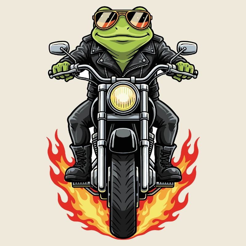 Cool Biker Frog Motorcycle Flames