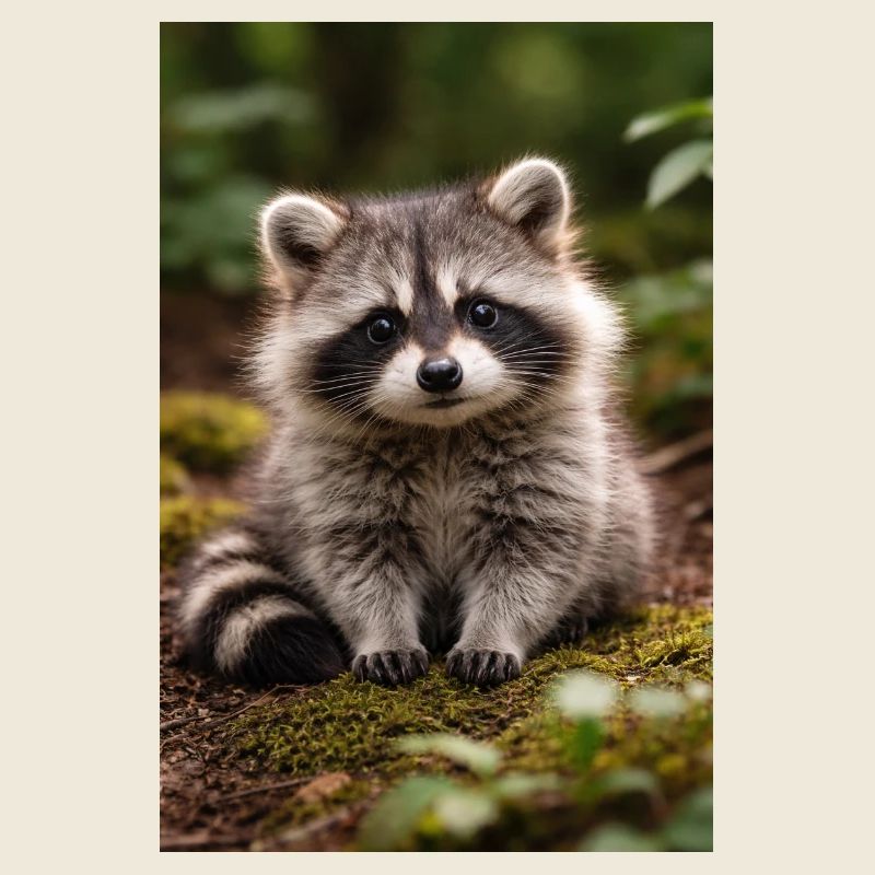 Winziges Waschbärjungtier im Wald