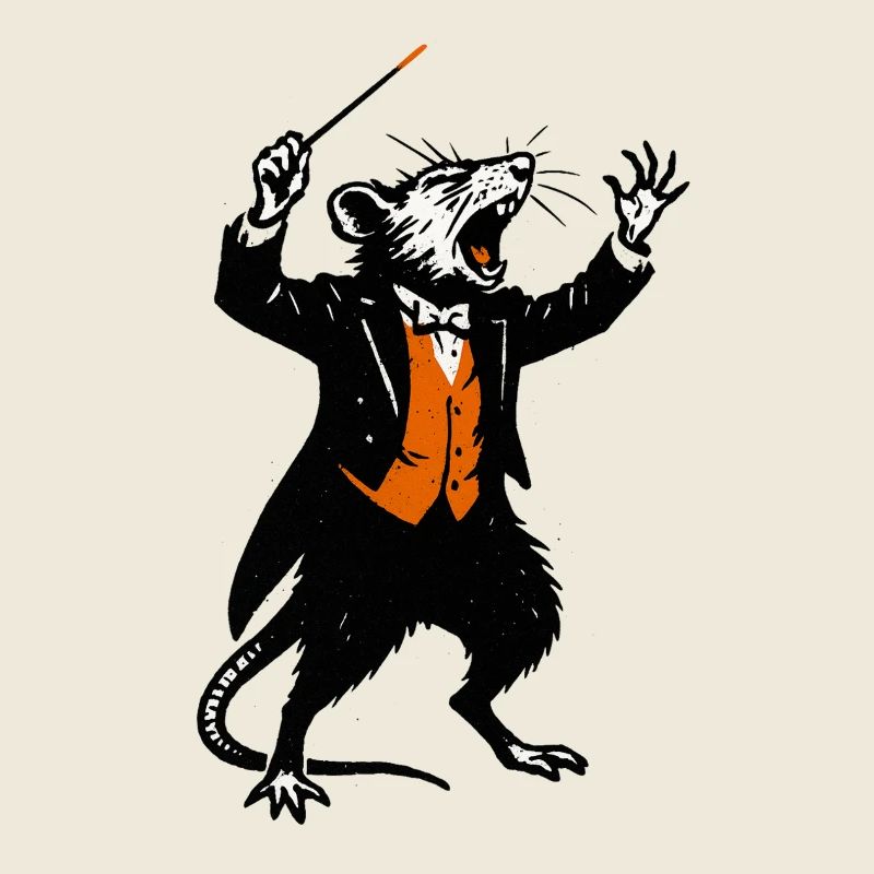 Ratte als Dirigent im Smoking