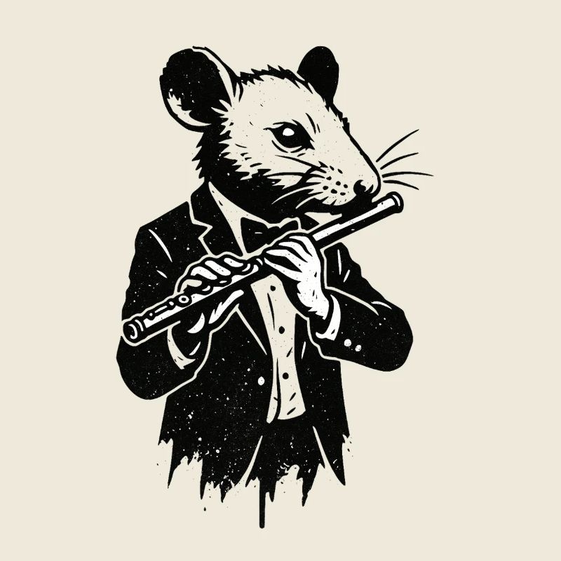 Rat in a suit plays flute
