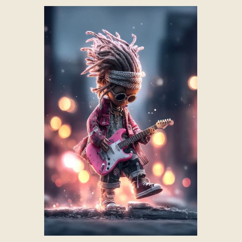 Neon Dread Guitarist with Pink Guitar
