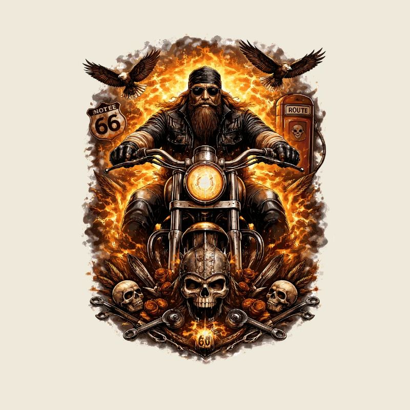 Flammen-Biker Schädel