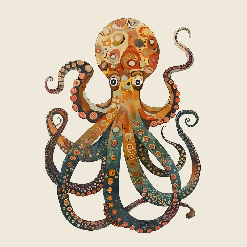 Colorful Octopus Illustration in Retro Style