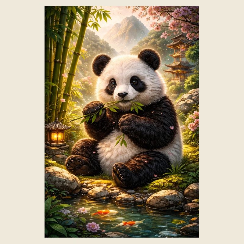 Panda im Zen-Garten