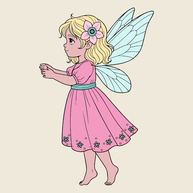 Mignonne Fée en robe rose