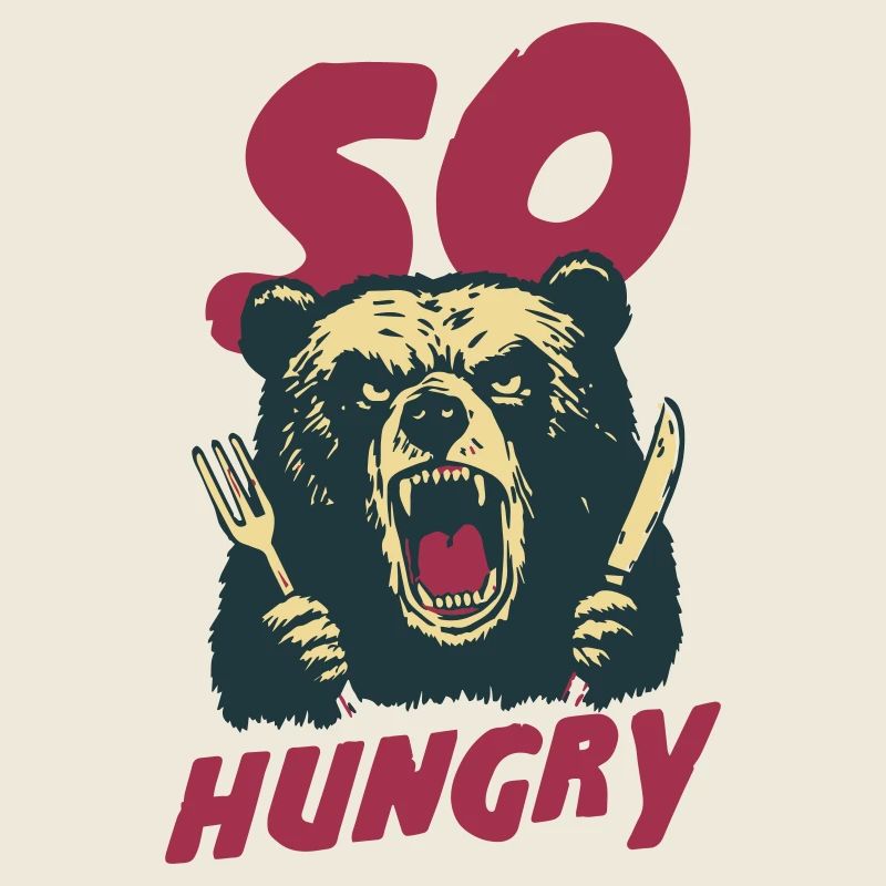Hungry Bear With Cutlery