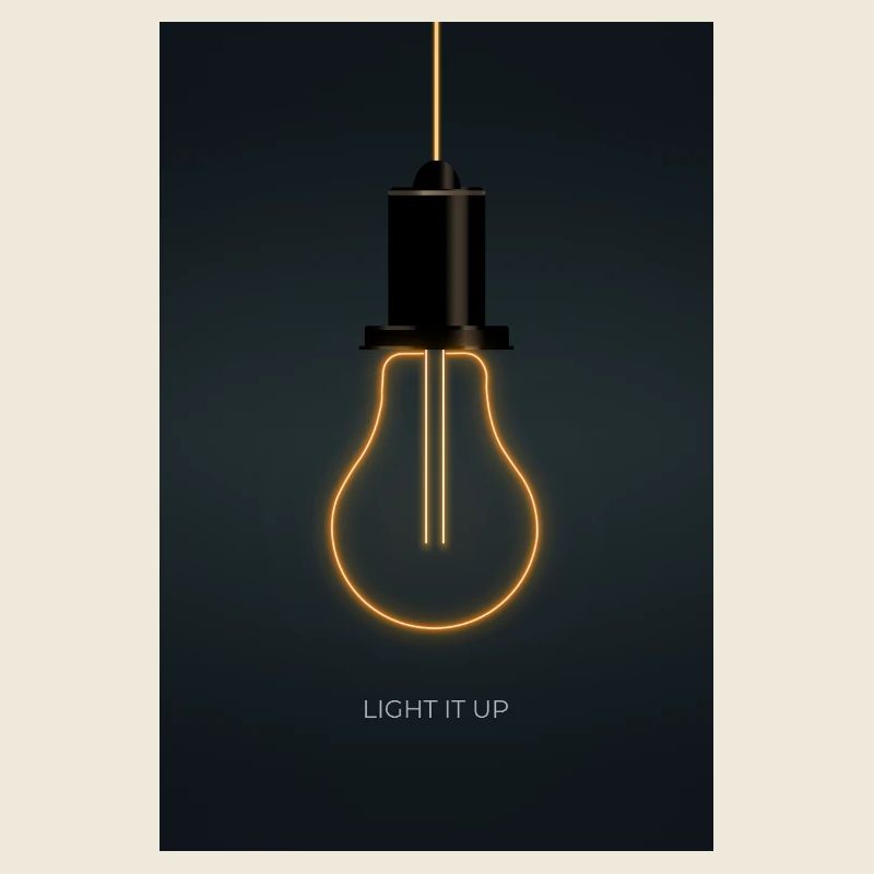 Light it up – Modern Neon Poster in Warm Orange
