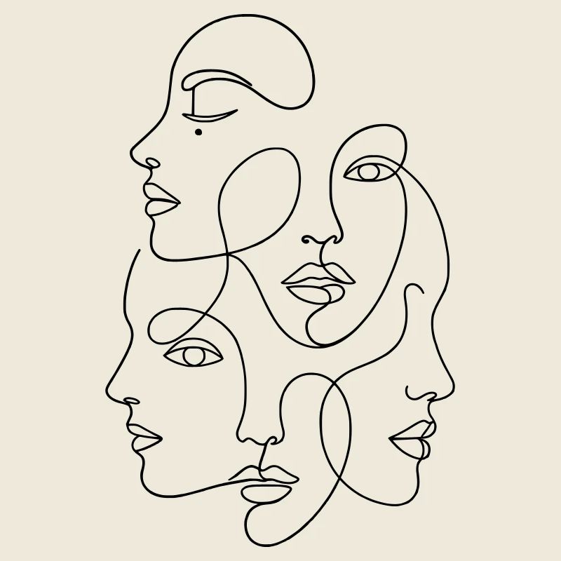 Minimalist One Line Multi Face