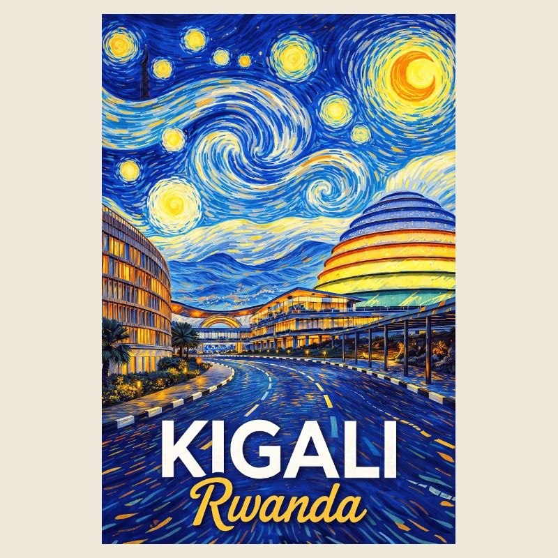 Silhouette étoilée de Kigali au Rwanda