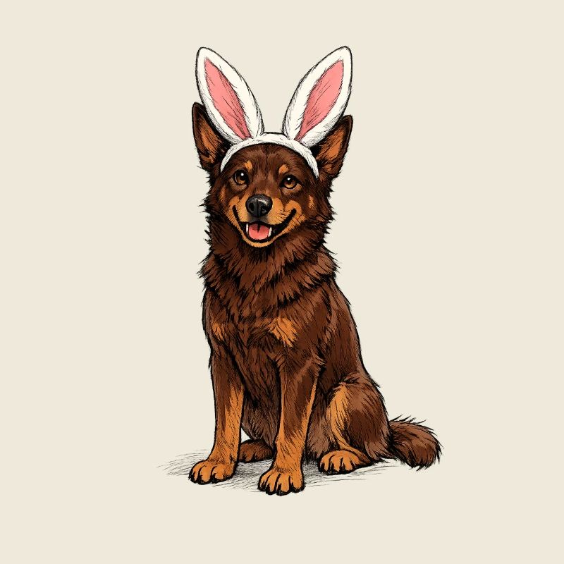 Hoppender Hund mit Hasenohren