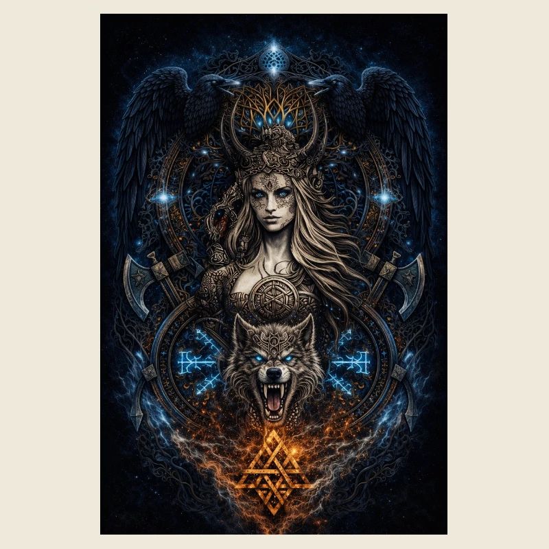 Wikinger Freya Hugin & Munin Wolf Runen