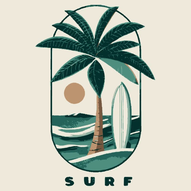 Surf Palm Tree and Beach
