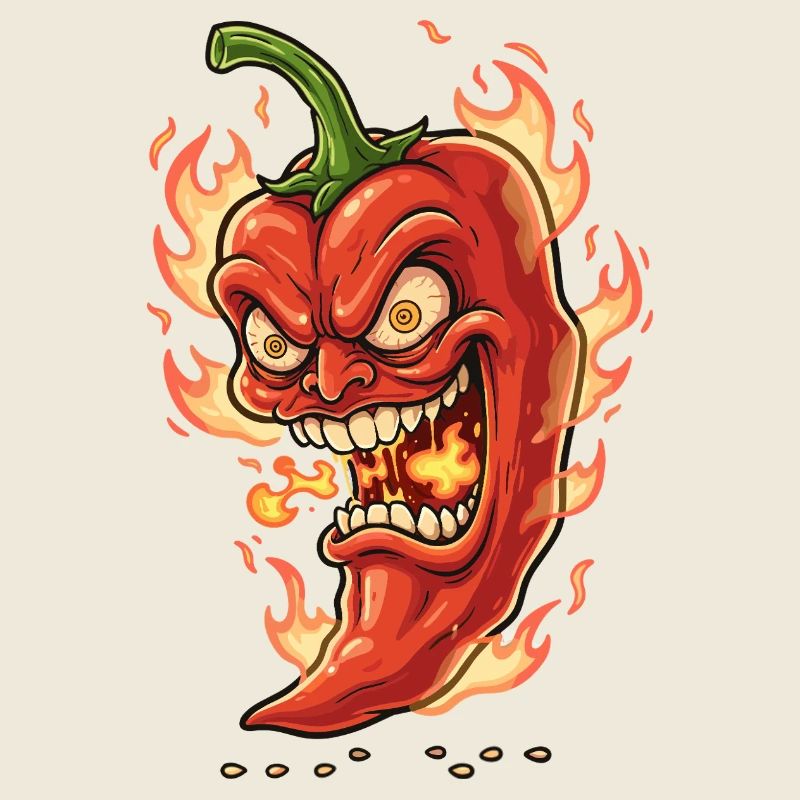 Flammender Chili-Gesicht