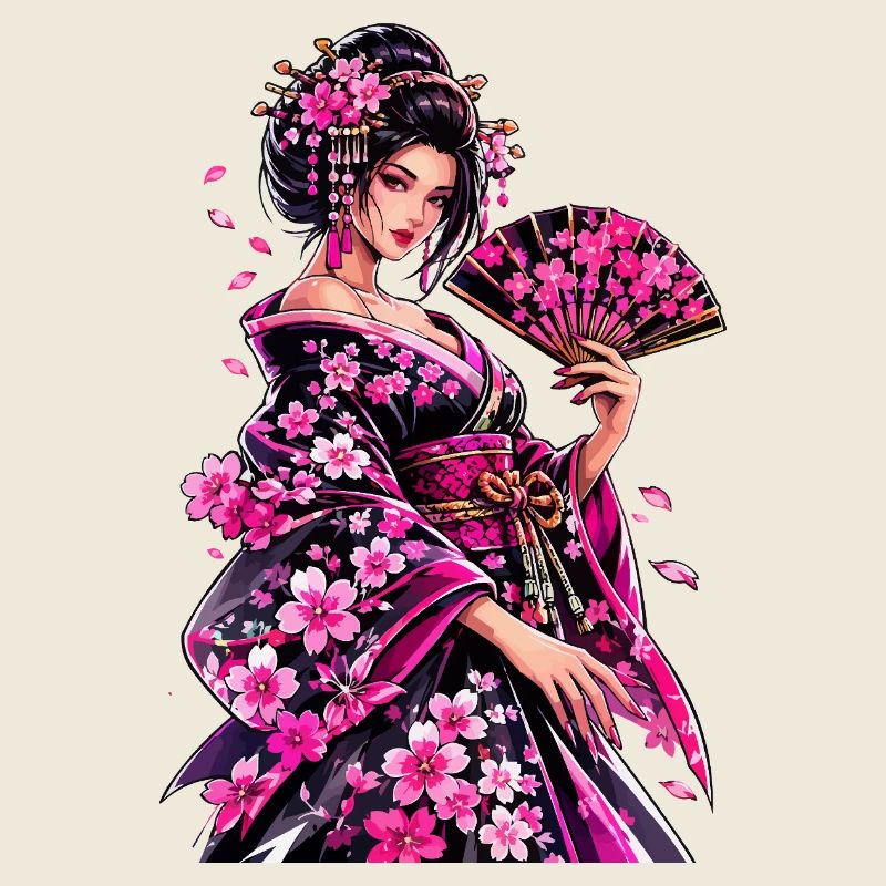 Art du kimono fleur de geisha