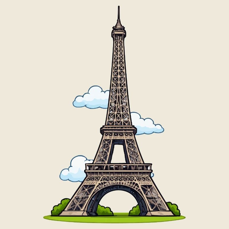 Tour Eiffel style dessin animé