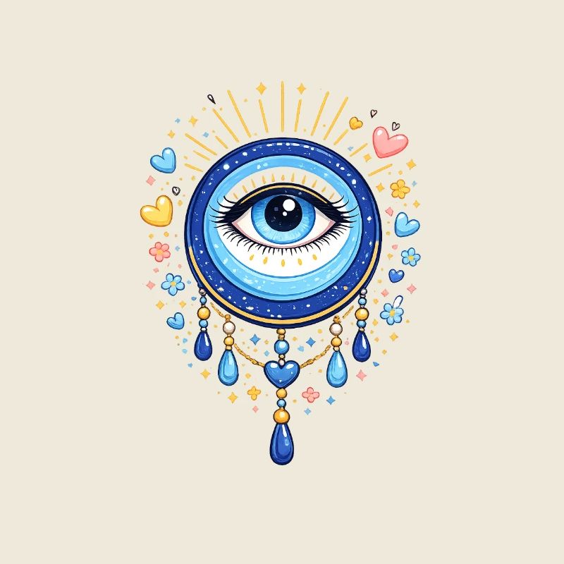Œil de bijou bleu avec lueur de ciel