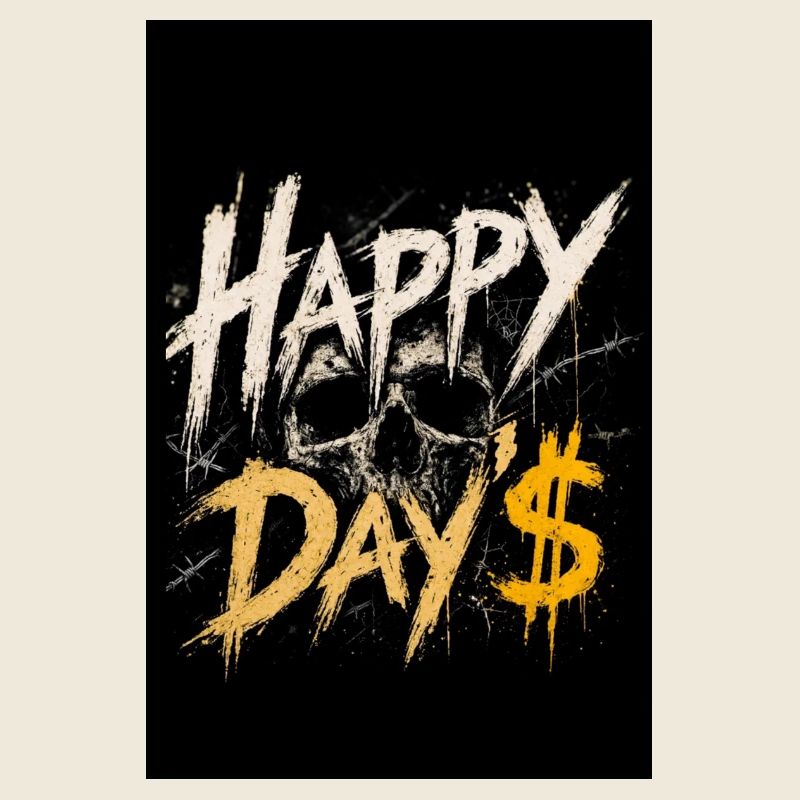Grunge Skull Happy Day$ Design