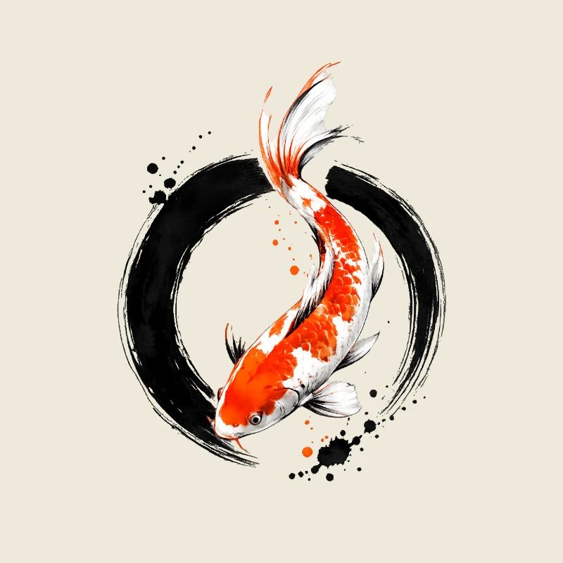 Zen Koi Ink Circle