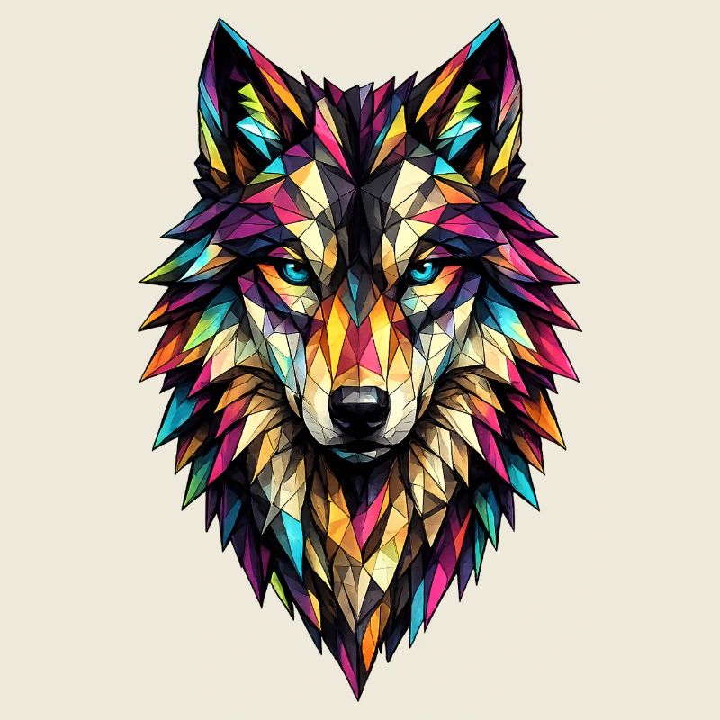 Farbgeometrischer Wolf