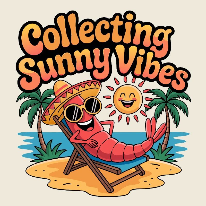 Sunny Summer Vibes Funny Crab on the Beach