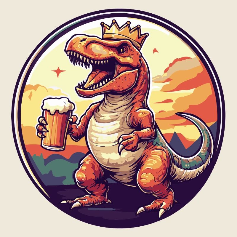 Dinosaur T-Rex Beer Comic